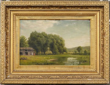 Richard William Hubbard (1816 - 1888) Hudson River School Signed Framed Landscape Oil Painting