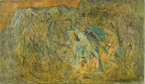 Ethel Edwards (1915 - 1999) Antique American Female Abstract Cubist Original Oil Painting