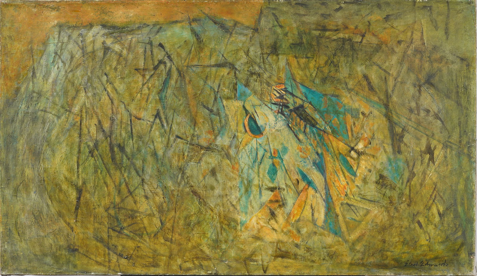 Ethel Edwards (1915 - 1999) Antique American Female Abstract Cubist Original Oil Painting (1 of 5)