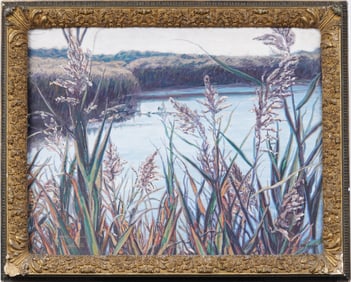 Antique American Impressionist Signed Hamptons Long Island Landscape Framed Original Oil Painting
