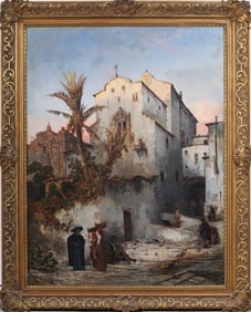 Christian Johannes Wilberg (1839-1882) Antique Signed German Luminous Framed Landscape Oil Painting