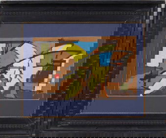 Exhibited and Signed Vintage Abstract Expressionist Original Oil Painting Nicely Framed