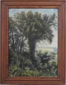 Antique American 19th Century Signed Landscape Original Framed Oil Painting