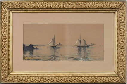 Edmund Darch Lewis (1835-1910) Antique American Framed Seascape Original Signed Painting
