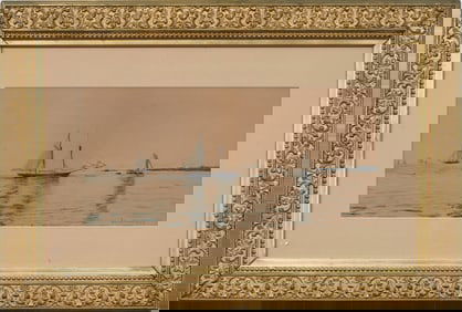 Edmund Darch Lewis (1835-1910) Antique American Framed Seascape Original Signed Painting