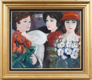 Charles Levier Signed Paris Modern French Framed Portrait Original Oil Painting