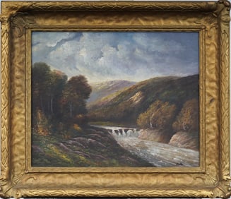 Antique American Impressionist Boston School Framed Landscape Signed Original Oil Painting