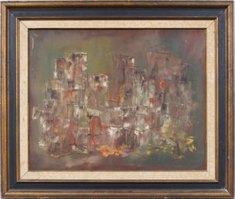 Vintage Large Framed and Signed  American Modernist Abstract Expressionst Original Oil Painting