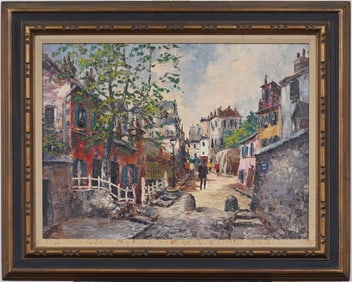 Georges Guerin (B. 1910) Antique French Impressionist Paris Street Scene Signed Oil Painting