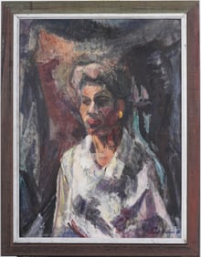 Vintage Black American Woman Portrait Framed Signed Original Oil Painting