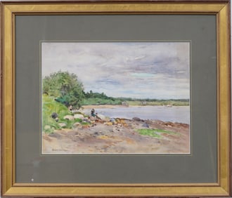 Egbert Cadmus (1868-1939) Antique American Impressionist Coastal Landscape Original Painting
