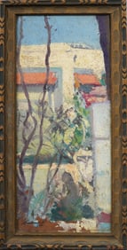 Signed Spanish Impressionist Framed 1927 Cityscape Oil Painting