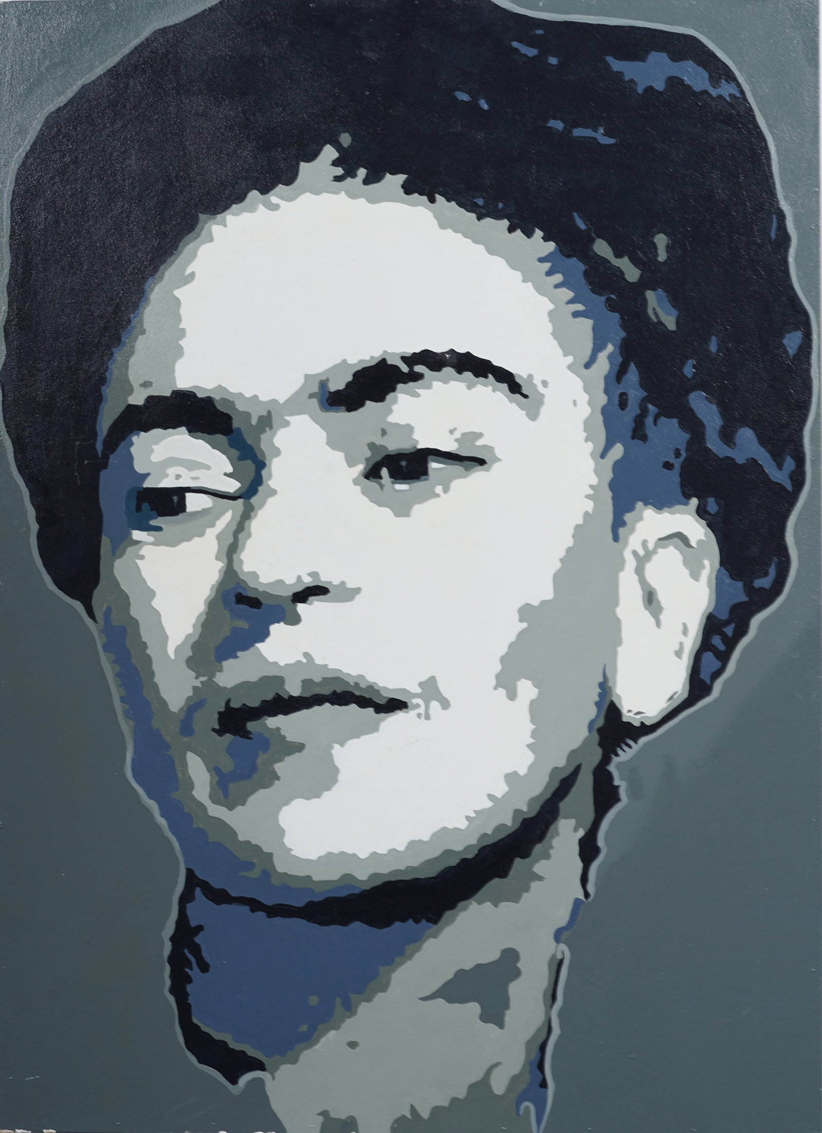 Vintage Pop Art Portrait Painting of Frida Kahlo: Vintage pop art portrait of Frida Kahlo. Oil/Acrylic on board. Measuring 24.5 by 34 inches. Please see all images for condition. Size is measured and written on the back of the painting. The first siz