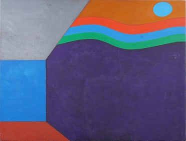 David White Large Signed Abstract American Geometric Original Oil Painting