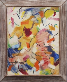 Antique American Abstract Expressionist Nicely Framed Modernist Original Oil Painting