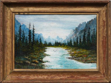 Antique American Western Impressionist Framed Landscape Signed California Original Oil Painting