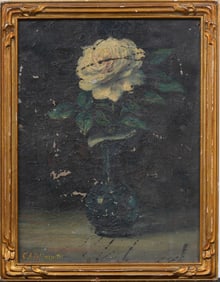 George Hoffman Signed American Impressionist Nicely Framed Flower Still Life Oil Painting