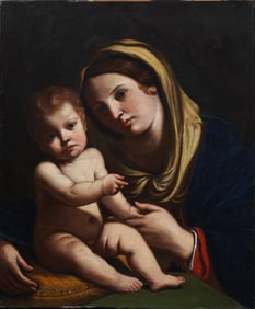 Antique European Old Master Madonna and Child Oil Painting Portrait