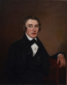 Incredible Large American School Young Man Classical Portrait Oil Painting