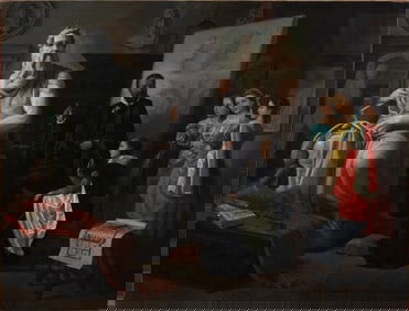 Large Important Old Master Italian Realist Artist Studio Super Detailed Rare Original Oil Painting