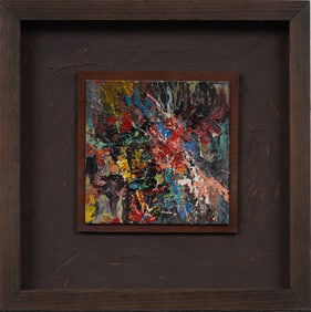 Vintage American Abstract Expressionist Framed Mid Century Modern Oil Painting