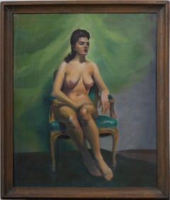 Jerralee Mcknight Antique American Nude Woman Portrait Modernist WPA Original Oil Painting