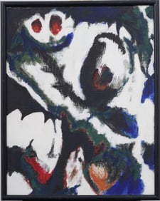 Vintage German or American Modernist Abstract Expressionist Framed Oil Painting