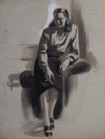 Jerralee Mcknight Incredible Antique American Impressionist Smoking Deco Woman Portrait Painting