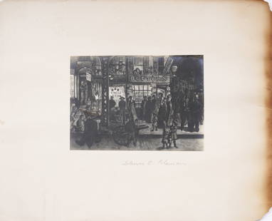 Glenn O. Coleman 1887–1932 Antique American Modernist Ashcan School Print: Antique American print. Sheet signed by Glenn O. Coleman1887–1932. Measuring 11 by 13 inches overall and 4.5 by 6.5 print alone. Please see all images for condition. Size is measured and written on