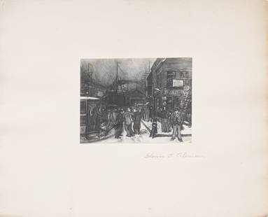 Glenn O. Coleman 1887–1932 Antique American Modernist Ashcan School Print: Antique American print. Sheet signed by Glenn O. Coleman1887–1932. Measuring 11 by 13 inches overall and 4.5 by 6.5 print alone. Please see all images for condition. Size is measured and written on