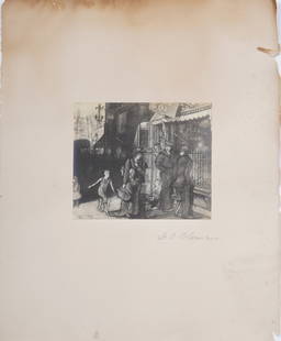 Glenn O. Coleman 1887–1932 Antique American Modernist Ashcan School Print: Antique American print. Sheet signed by Glenn O. Coleman1887–1932. Measuring 11 by 13 inches overall and 4.5 by 6.5 print alone. Please see all images for condition. Size is measured and written on