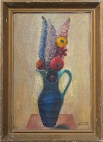A. de Natalis Hosking Signed American Modernist Flower Still Life Framed Signed Oil Painting