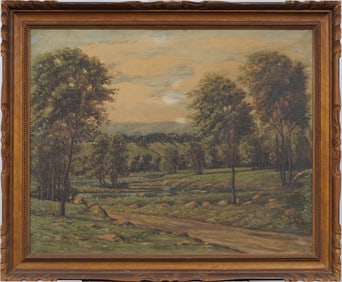 Nicely Framed Large American Impressionist Landscape Oil Painting