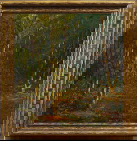 Charles W. Svensson (1871-1927) Incredible American Impressionist Forest Interior Landscape Painting (1 of 7)