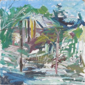 Henry Klimowicz Vintage American Abstract Expressionist Landscape Oil Painting