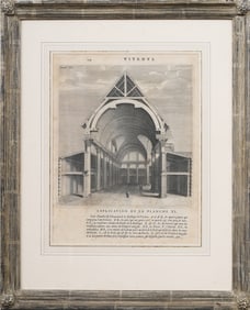 Ancient French Architectural Print "Vitruvius" Rare Original Work Circa 1635 Heydenryk Frame