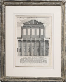 Ancient French Architectural Print "Vitruvius" Rare Original Work Circa 1635 Heydenryk Frame