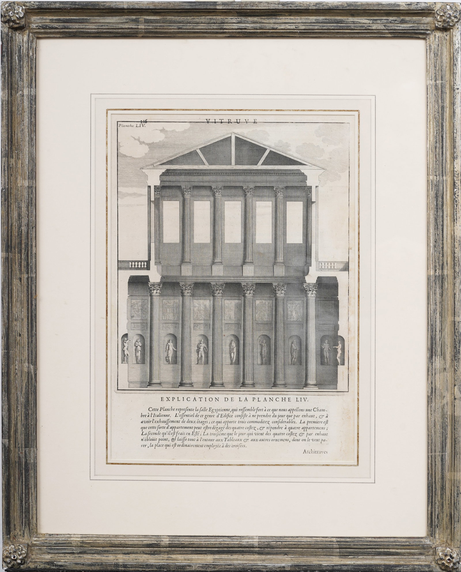 Ancient French Architectural Print "Vitruvius" Rare Original Work Circa 1635 Heydenryk Frame (1 of 7)