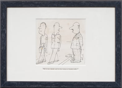 Barry Fantoni (Born 1940) Vintage American Humorous Cartoon Original Framed Drawing