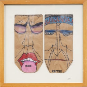 Robert Tucker Vintage Rolling Stone Mick Jagger and Keith Richards Modernist Portrait Oil Painting