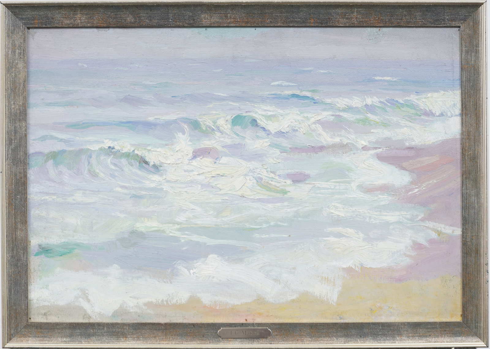 Leopold Charles Matzal (1890 - 1956) Antique American Impressionist Seascape Original Oil Painting: Antique American impressionist seascape oil painting. Oil on canvasboard. Signed. Framed. Measuring 13 by 19 inches overall and 11 by 16.25 painting alone. Please see all images for condition. Size is