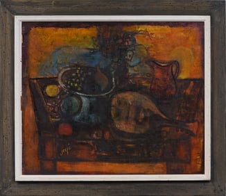 Wilfried Joye (1939 - 2019)  Modernist Kitchen Interior Nicely Framed Original Oil Painting