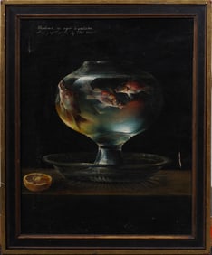 Incredible 17th/18th Century Italian Stunning Gold Fish Swimming Still Life Signed Oil Painting