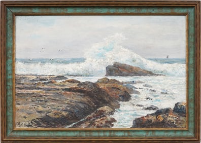 Frederick Matzow (1861 - 1938) Signed American Impressionist Crashing Waves Signed Seascape