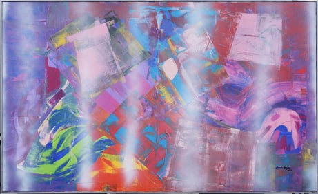 Dawn Kenzer Large Vintage American Abstract Expressionist New York School Signed Framed Painting