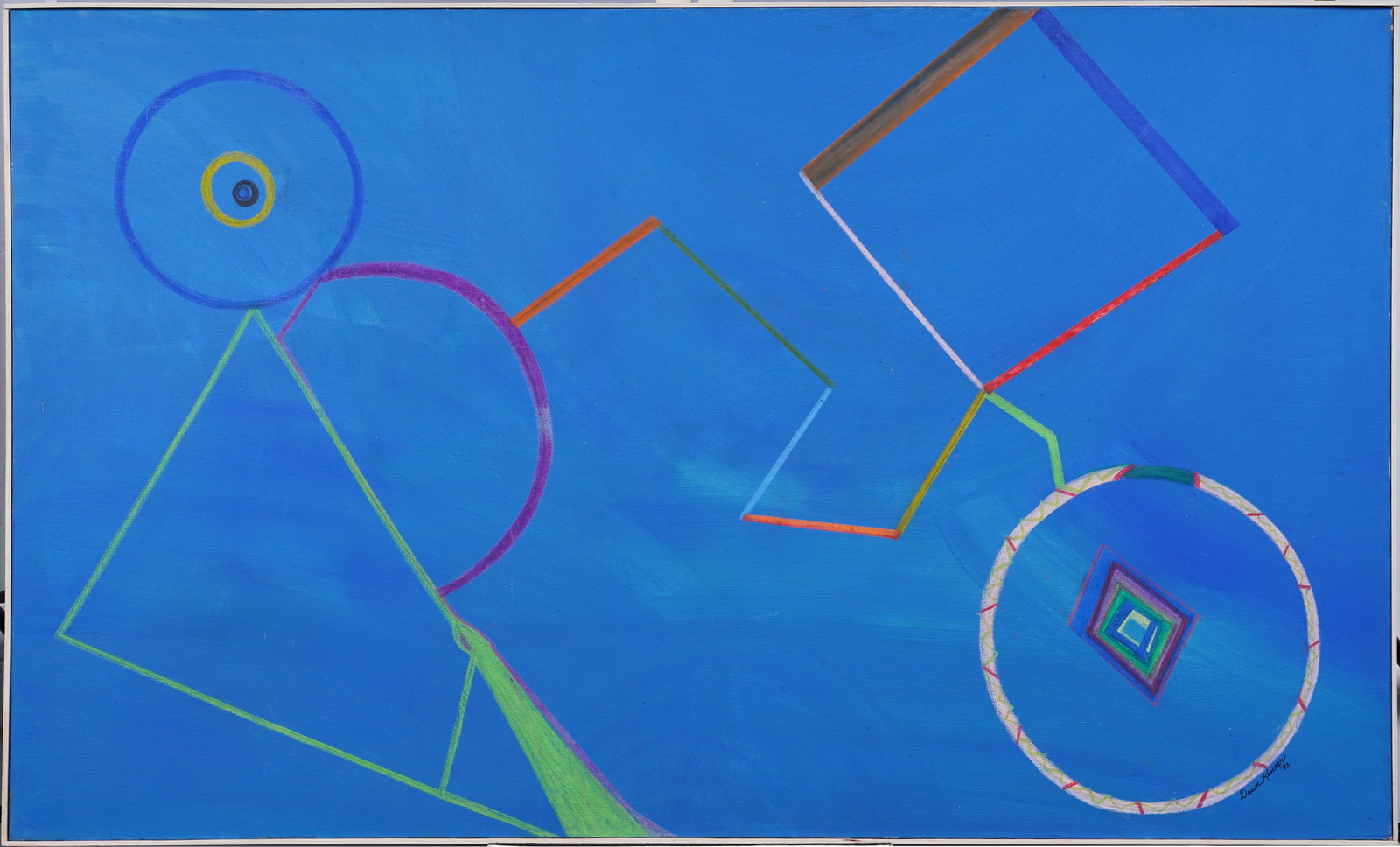 Dawn Kenzer Large Vintage American Abstract Expressionist New York School Signed Framed Painting (1 of 5)