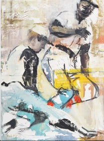 Vintage Signed "E. Davis" Sporting Art Baseball Portrait Oil Painting