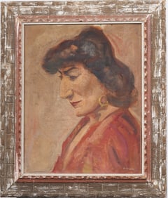 Nicely Framed American School Modernist WPA Social Realist Signed Framed Portrait Painting