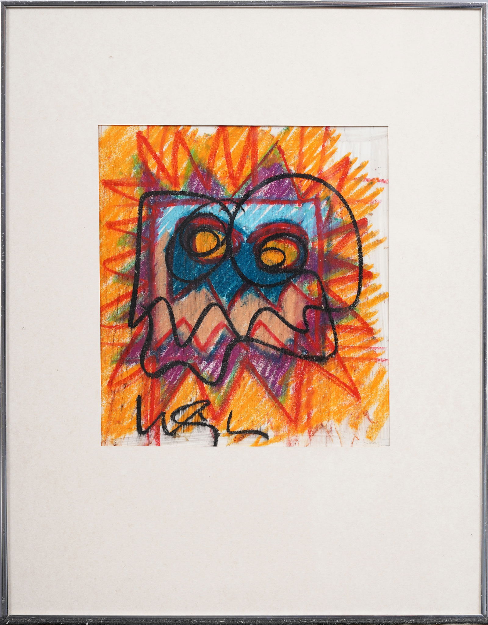 Vintage Modernist Outsider Abstract Street Art Framed Painting (1 of 4)