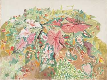 Early American Modernist Abstract Nature Study Large Landscape Oil Painting